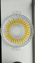 Walther Glas taart schaal - Geel Ster Design, Antiek en Kunst, Antiek | Glas en Kristal, Ophalen of Verzenden