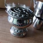Mooie brocante verzilverde en gemerkte rozenbowl, Antiek en Kunst, Antiek | Goud en Zilver, Ophalen of Verzenden, Zilver