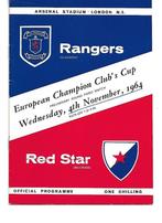 Europacup programma G. Rangers vs rode ster , 1964, Ophalen of Verzenden, Gebruikt, Buitenlandse clubs, Boek of Tijdschrift