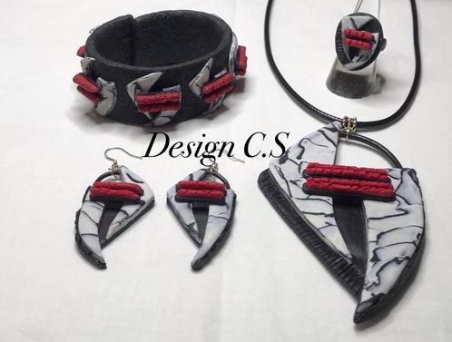 Uniek Ketting oorbellen Armband Ring Klei Design, Sieraden, Tassen en Uiterlijk, Kettingen, Nieuw, Overige materialen, Overige kleuren