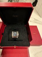 Cartier Santos blue dial Medium, Staal, Polshorloge, Overige materialen, Zo goed als nieuw