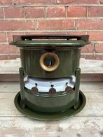 Petroleumstel / oliestel 3 pits donkergroen emaille, Antiek en Kunst, Antiek | Emaille, Ophalen of Verzenden