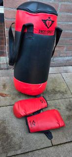 Angelsport Bokszak + Handschoenen, Sport en Fitness, Vechtsporten en Zelfverdediging, Ophalen, Gebruikt, Overige, Vechtsportmateriaal