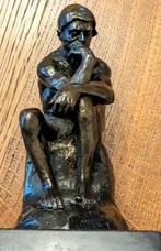 Brons de denker van Rodin op marmeren sokkel., Antiek en Kunst, Ophalen of Verzenden