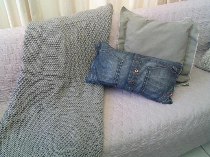 India gemaakt grijs bankdekentje plaid ca.170x205cm, Huis en Inrichting, Woonaccessoires | Plaids en Woondekens, Gebruikt, Ophalen of Verzenden