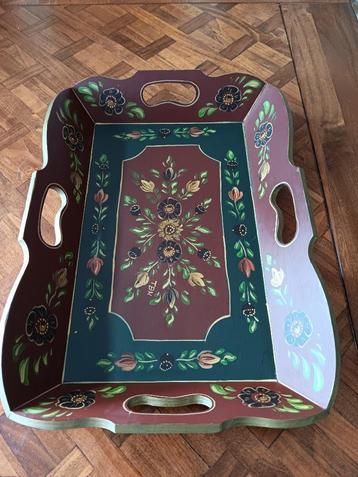 Hindelooper schilderkunst, dienblad, hout, handwerk zgan. beschikbaar voor biedingen
