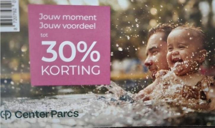 Centerparcs tot 30% korting!, Tickets en Kaartjes, Kortingen en Cadeaubonnen, Bungalowpark, Kortingsbon