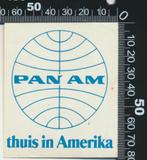 Sticker: Pan Am - Thuis in Amerika, Verzamelen, Ophalen of Verzenden, Zo goed als nieuw, Bedrijf of Vereniging