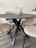 Ronde eettafel met marmerlook blad, Huis en Inrichting, Ophalen, 100 tot 150 cm, Rond, Zo goed als nieuw