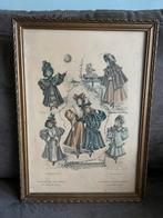 Antieke ingelijste Gravure / Prent Mode., Antiek en Kunst, Ophalen of Verzenden