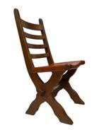 Vintage set van vier brutalist eetkamerstoelen eiken, Gebruikt, Bruin, Vintage, Vier
