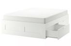 Ikea Brimnes bed wit met hoofdeinde 180x200 cm, Huis en Inrichting, Ophalen, Wit, Tweepersoons, Zo goed als nieuw
