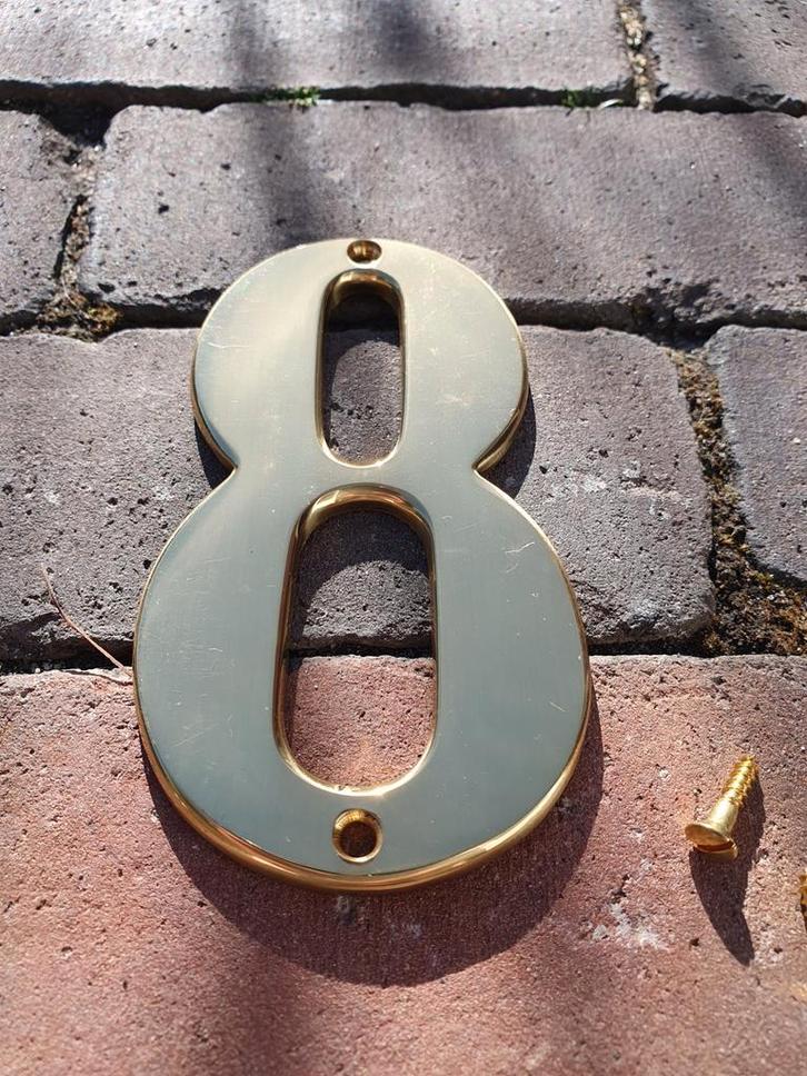 New old Stock (ongebruikt) antiek koperen huisnummer 8, Antiek en Kunst, Antiek | Koper en Brons, Koper, Ophalen of Verzenden