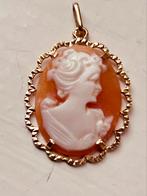 Gouden 14 kt hanger met schelp camee, Overige voorstellingen, Bruin, Verzenden, Zo goed als nieuw
