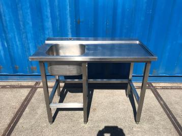 smalle rvs spoelbak tafel met los blad element -  Hakvoort - beschikbaar voor biedingen