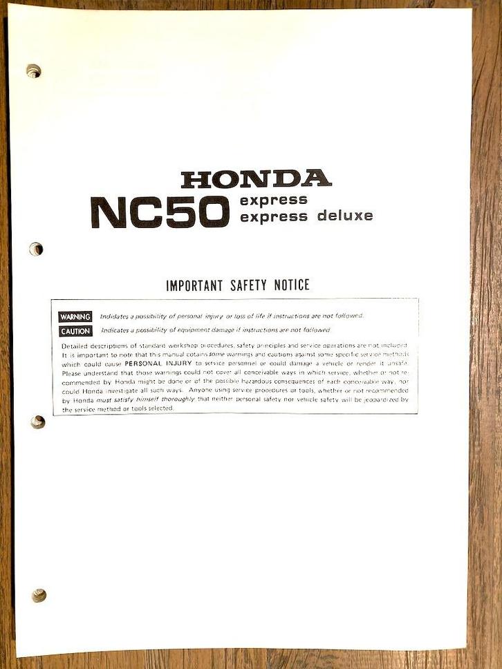 Honda NC50 Express NC50 Express Deluxe 1980 Service Manual, Motoren, Handleidingen en Instructieboekjes, Honda, Verzenden