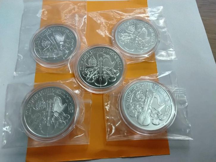 5X WIENER PHILHARMONIKER 2025 ZILVEREN MUNTEN 1 OUNCE, Postzegels en Munten, Edelmetalen en Baren, Zilver, Ophalen