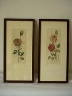 Vintage lithografie roos ingekleurd ondertekend E.T. Tiele, Antiek en Kunst, Kunst | Litho's en Zeefdrukken, Ophalen of Verzenden