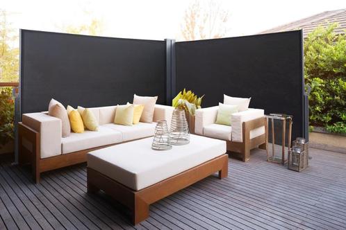 Dubbel Windscherm | Zwart 600 x 11 x 160 cm, Tuin en Terras, Tuinschermen, Zo goed als nieuw, Aluminium, 150 tot 200 cm, 200 cm of meer