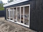 Hardhouten schuifpui met 2 schuifdeuren 4 vakken, Doe-het-zelf en Verbouw, Deuren en Horren, Nieuw, Ophalen of Verzenden, Buitendeur