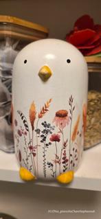 Keramische Vogel Ornament met Bloemen, Ophalen of Verzenden, Zo goed als nieuw, Overige materialen, Dierenbeeld
