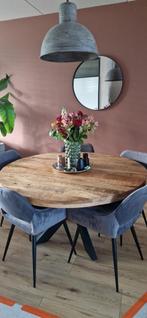 Ronde eettafel van mango hout, Huis en Inrichting, Tafels | Eettafels, Ophalen of Verzenden, Zo goed als nieuw, Rond, 100 tot 150 cm