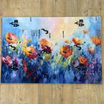 Kleurrijk bloemen glasschilderij op acrylglas 120x80 cm, Oorspronkelijke maker, Nieuw, Print, Info@demuurdecoratie.nl