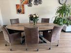 6 mooie verrijdbare eetkamerstoelen, Huis en Inrichting, Stoelen, Ophalen, Bruin, Leer, Zo goed als nieuw