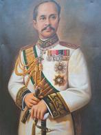 Olieverfschilderij  Thailand Koning Rama V - 115x75 cm, Antiek en Kunst, Ophalen of Verzenden