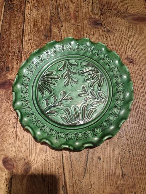 Prachtig handgemaakt groen sierbord, Antiek en Kunst, Curiosa en Brocante, Ophalen of Verzenden