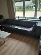 mooie zwart leren 4 zits bank., Huis en Inrichting, Banken | Bankstellen, 250 tot 300 cm, Gebruikt, Ophalen of Verzenden, Rechte bank