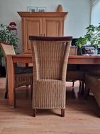 Stoelen eetkamer riet 6 stuks, Huis en Inrichting, Stoelen, Ophalen, Gebruikt, Bruin, Riet of Rotan