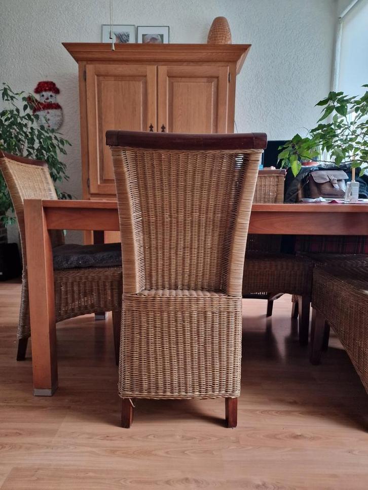 Stoelen eetkamer riet 6 stuks, Huis en Inrichting, Stoelen, Gebruikt, Vijf, Zes of meer stoelen, Riet of Rotan, Bruin, Ophalen