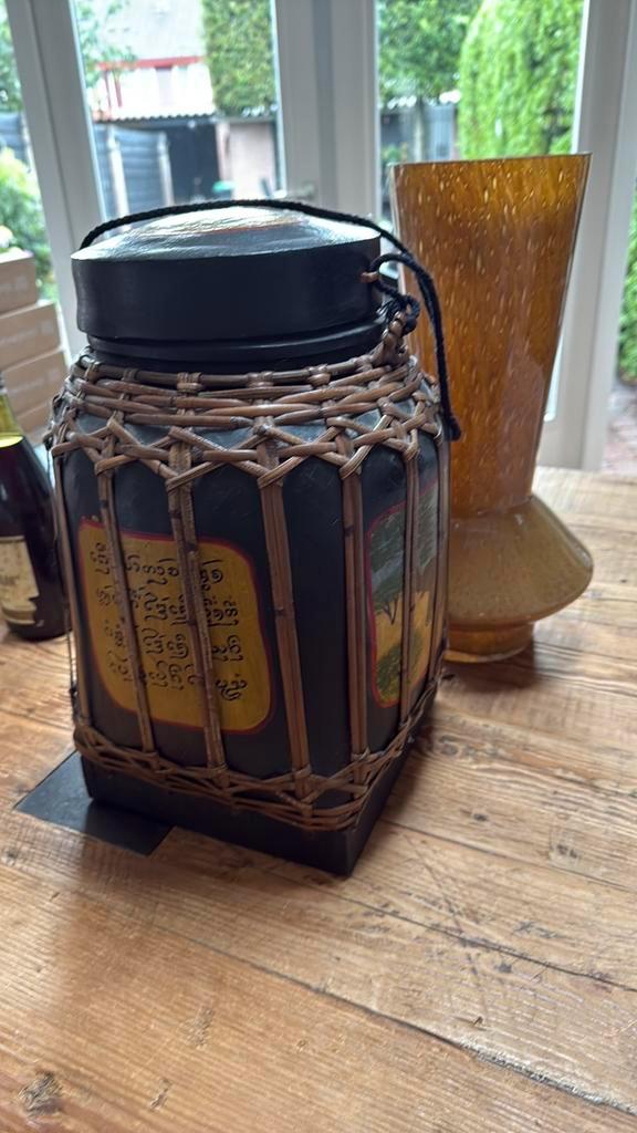 Decoratie rijst pot uit thailand, Huis en Inrichting, Woonaccessoires | Paraplubakken, Nieuw, Hout, Ophalen