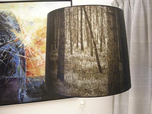 Design hanglampen, Huis en Inrichting, Lampen | Hanglampen, Gebruikt, Minder dan 50 cm, Hout, Metaal, Stof, Ophalen