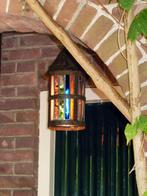 Lantaarn, vintage met glas in lood, antiek, metaal, Antiek en Kunst, Ophalen of Verzenden