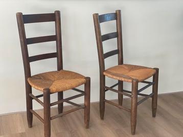 Vintage rotan rush design Perriand stijl stoelen beschikbaar voor biedingen