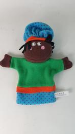 Zwarte Piet handpop, groen pakje, 28cm. 8B12