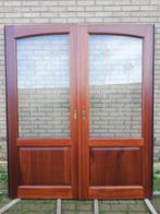 Merantie schuifdeuren incl rails en architraven 218x186br, Antiek en Kunst, Ophalen