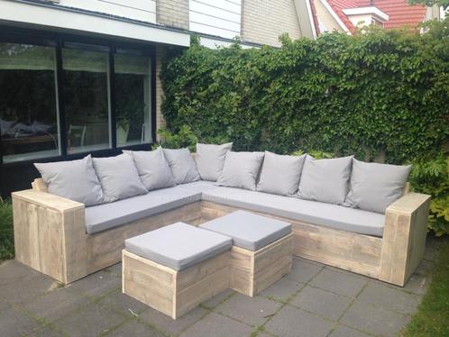 Steigerhout Lounge Loungebank Hoekbank MAATWERK, Tuin en Terras, Tuinsets en Loungesets, Nieuw, Steigerhout, Bank