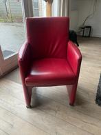 1 tomaten rode leren Fauteuil/ gratis, Huis en Inrichting, Fauteuils, Ophalen, Gebruikt, 50 tot 75 cm, Leer