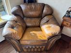 Klassieke Chesterfield fauteuil, Huis en Inrichting, Fauteuils, Ophalen, Gebruikt, Leer, 75 tot 100 cm