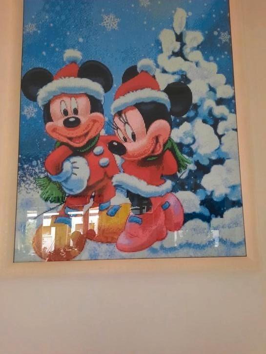 Disney Mickey en Minnie Mouse painting kerst 70 x 55, Verzamelen, Disney, Zo goed als nieuw, Mickey Mouse, Ophalen