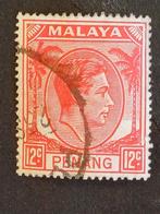 Malaya Penang Mi 12  #2, Verzenden, Gestempeld, Zuidoost-Azië