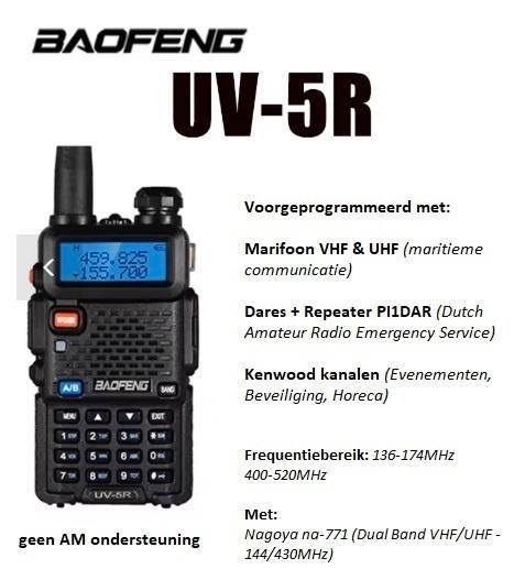 Baofeng UV-5R 5W (136-174MHz & 400-520Mhz Dual-Band), Telecommunicatie, Portofoons en Walkie-talkies, Zo goed als nieuw, Portofoon of Walkie-talkie