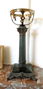 Antieke brons / marmer kandelaar, Antiek en Kunst, Antiek | Kandelaars, Ophalen of Verzenden, Koper of Brons