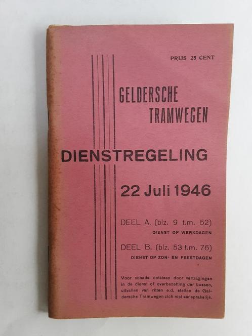 GELDERSCHE TRAMWEGEN,DOETINCHEM DIENSTREGELING  22 JULI 1946, Verzamelen, Spoorwegen en Tramwegen, Gebruikt, Bus of Metro, Boek of Tijdschrift