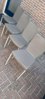 Vier leren stoelen van Bree's New World, Huis en Inrichting, Stoelen, Ophalen, Zo goed als nieuw, Metaal, Vier
