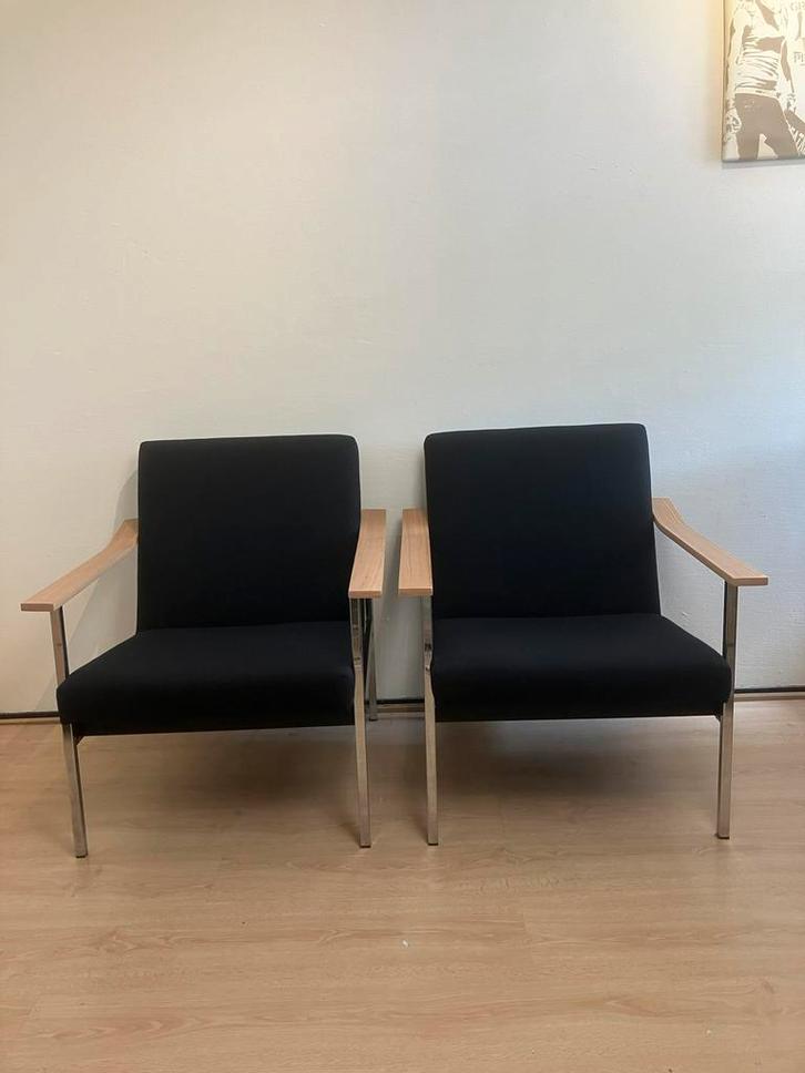 Gispen fauteuil set model 1424 – volledig gerestaureerd, Huis en Inrichting, Fauteuils, Zo goed als nieuw, 50 tot 75 cm, 75 tot 100 cm