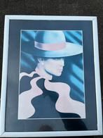 Vintage ingelijste print - Dame met hoed, Ophalen